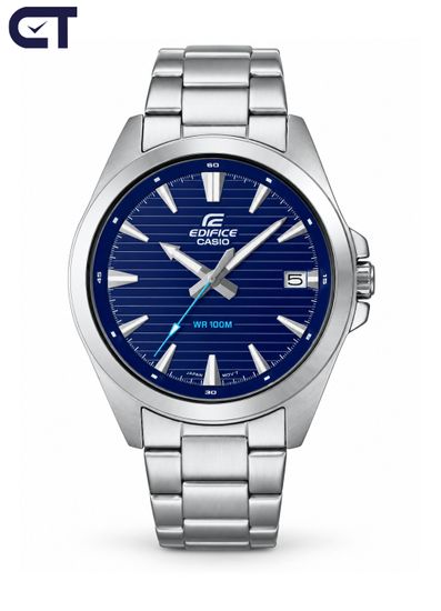 CASIO EFV-140D-2AVUDF EDIFICE мужские наручные часы — стальная мужская модель с синим циферблатом