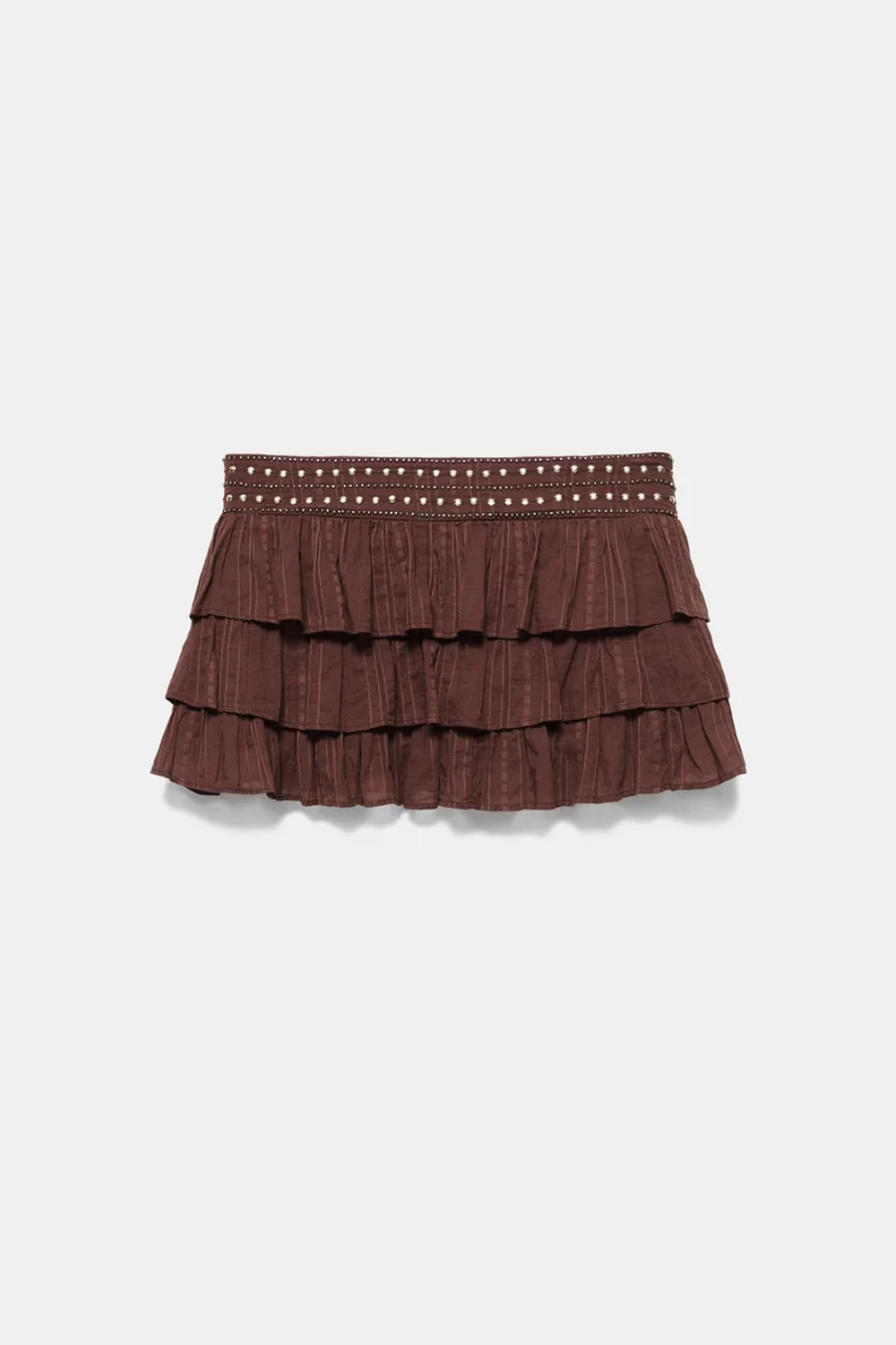 Мини-юбка с оборками и заклепками - PULL&BEAR
