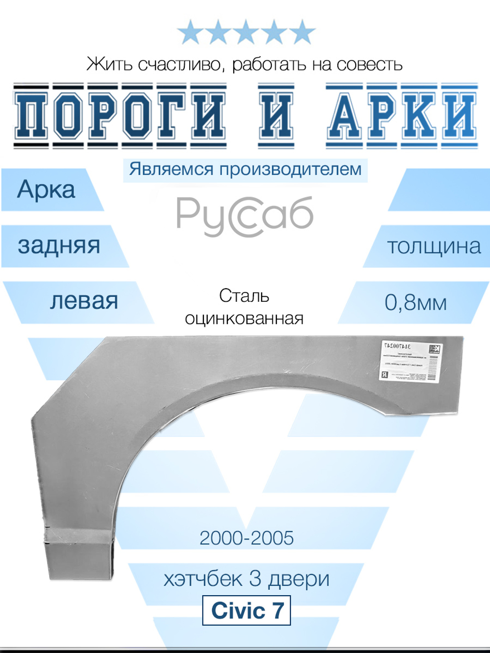 Арка левая Honda Civic 7 3door 2000-2005 хэтчбек