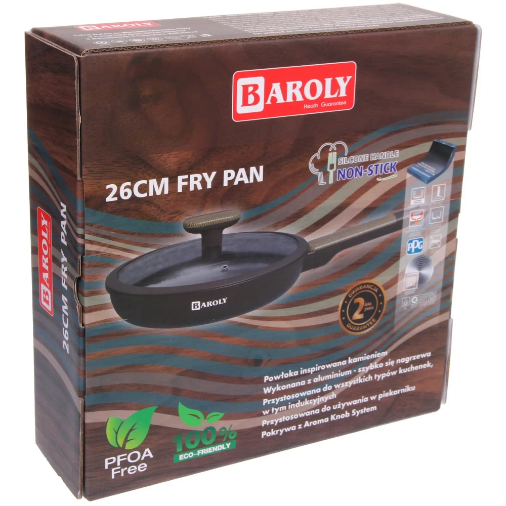 Сковорода «BAROLY» CHOCOLATE 26см индукционная с крышкой, бакелитовая ручка