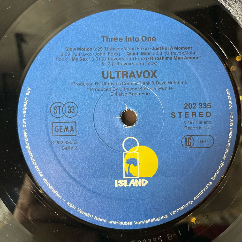 Винтажная виниловая пластинка LP Ultravox Three Into One (Germany 1980) Young Savage