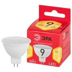 Лампа светодиодная ЭРА RED LINE LED MR16-9W-827-GU5.3 R 9Вт софит теплый белый свет GU5.3 | Лампы cветодиодные Точечные (Софиты) (MR, PAR)