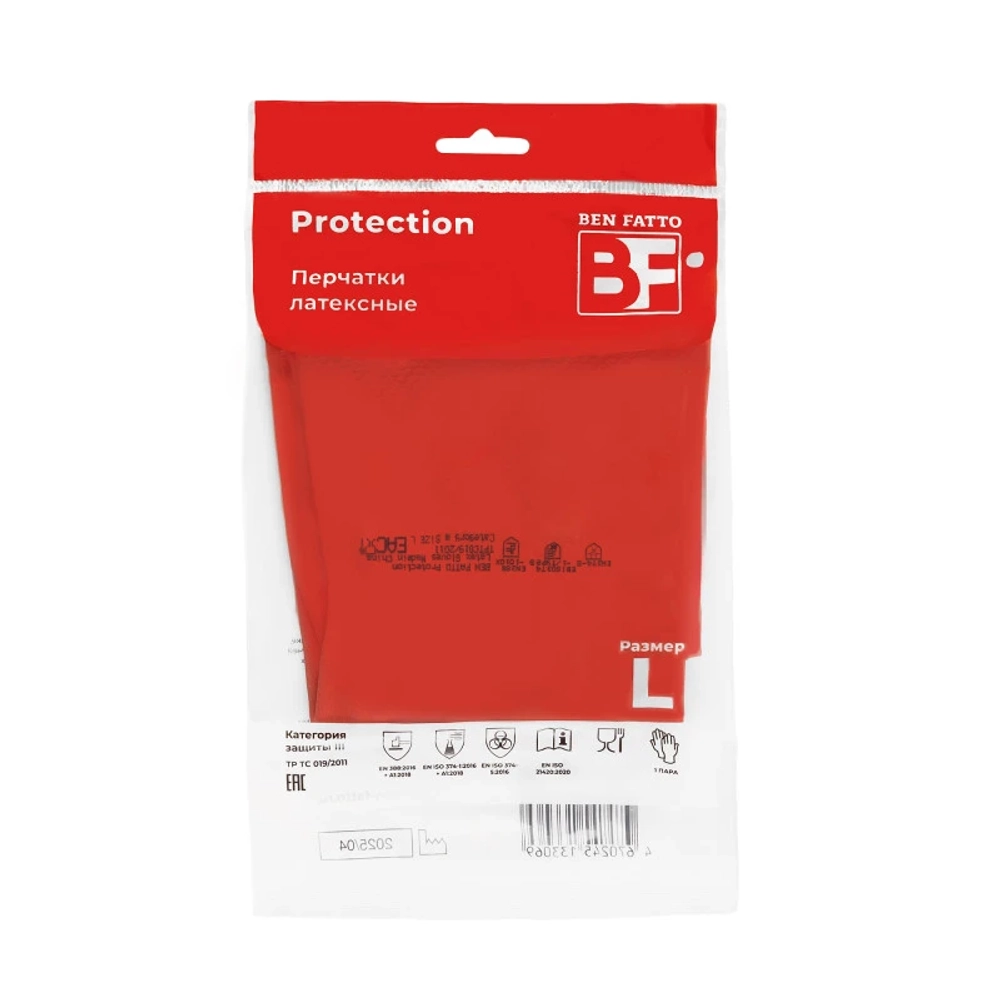 Перчатки резиновые Ben Fatto Protection L красные