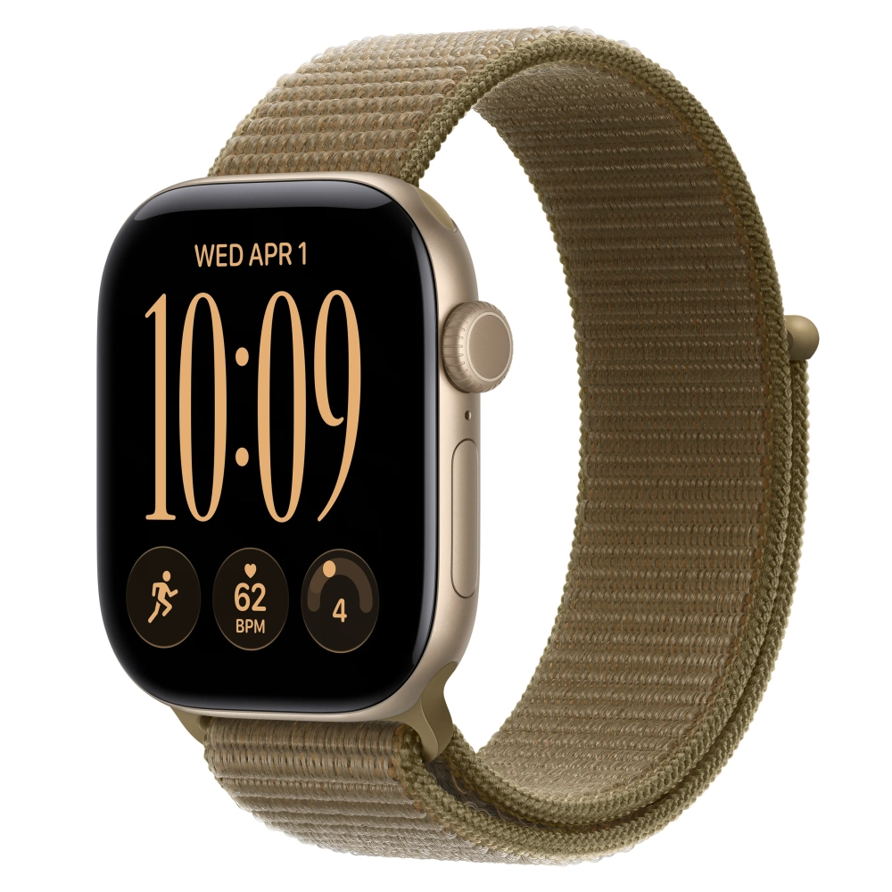 Умные часы Apple Watch Series 12 GPS, 42mm, Light Gold Aluminum Case with Olive Sport Loop