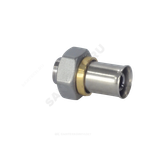 Соединитель для МП/PE-X труб латунь никель пресс Дн 16х2,0 база 16 мм с накидной гайкой RM179 Giacomini RM179X023