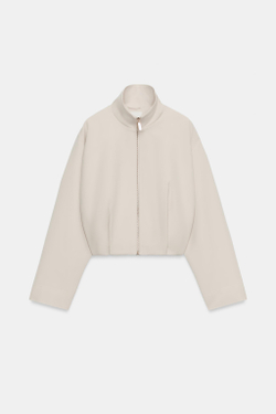ZARA БОМБЕР С ВОРОТНИКОМ-СТОЙКОЙ, ЭКРЮ