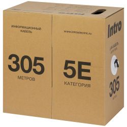Кабель витая пара Intro I-U4PE-A-305 уличный для интернета U/UTP 4x2x24 AWG 5e CCA PE 305 м | LAN-кабель витая пара без экрана U/UTP-CCA