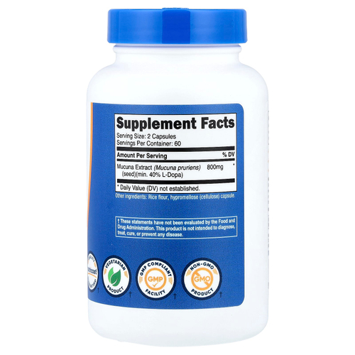 Nutricost, Mucuna Pruriens, 120 капсул (400 мг на капсулу)