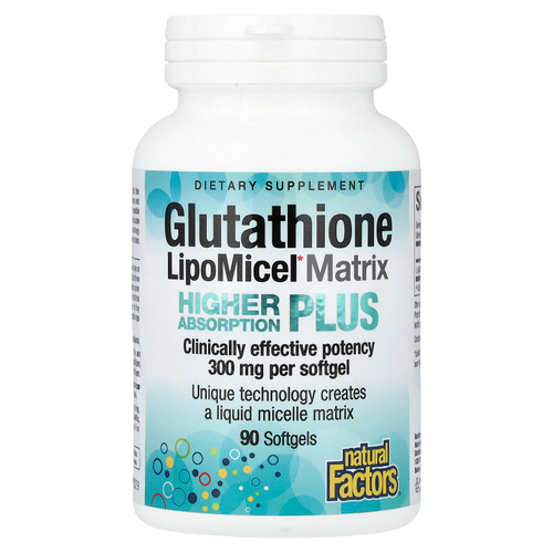 Natural Factors, LipoMicel Matrix, глутатион, 300 мг, 90 капсул