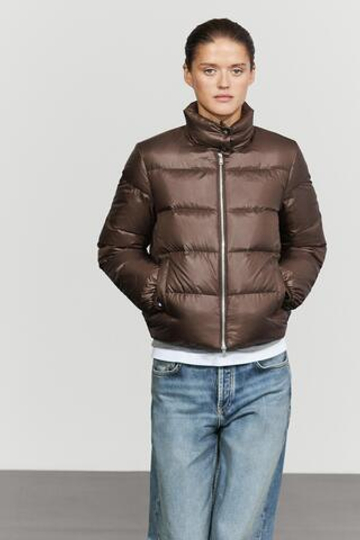 Massimo Dutti Пуховая куртка с высоким воротником, коричневый