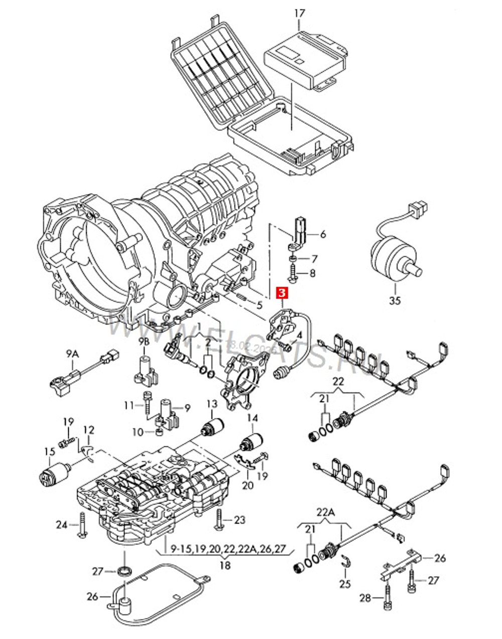 Датчик положения АКПП Audi Volkswagen Skoda / RVLT-01V919821B
