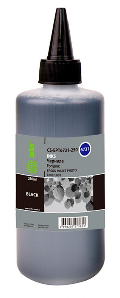 CACTUS Чернила CS-EPT6731-250 черный 250мл для Epson L800/L810/L850/L1800 CACTUS Чернила CS-EPT6731-250 черный 250мл для Epson L800/L810/L850/L1800