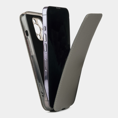Чехол для iPhone 13 Pro из кожи теленка, серого цвета