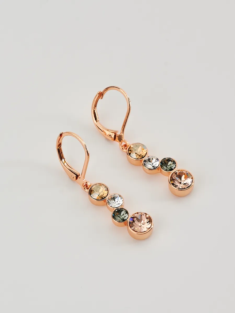 Серьги-подвески Эльза с кристаллами Swarovski шампань