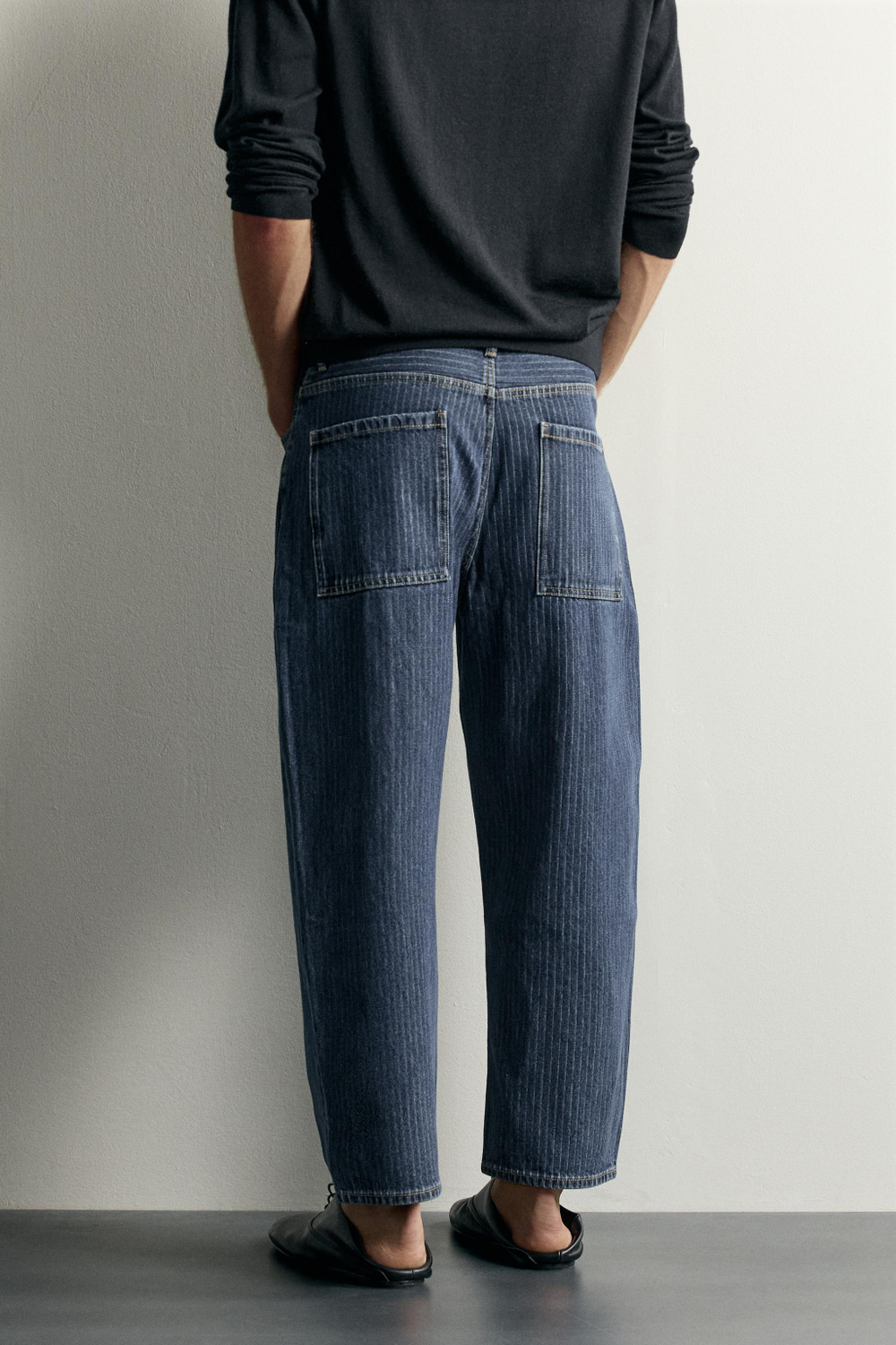 ДЖИНСЫ TAPERED WIDE FIT В ПОЛОСКУ — ZARA