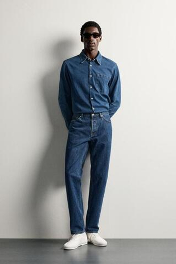 ZARA ДЖИНСЫ REGULAR FIT, ВЫЦВЕТШИЙ СИНИЙ