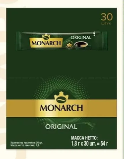 цена Кофе растворимый Monarch Original, 30 стиков