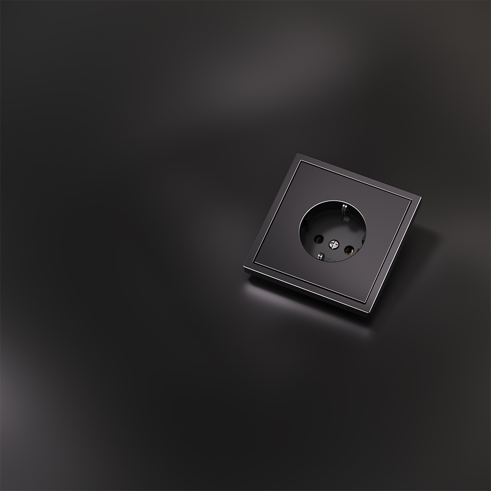 Накладка для розетки с заземлением, (антрацит) Voltum S70 Metal VLSM000612