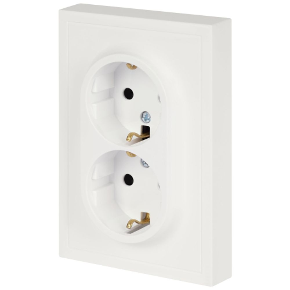 Розетка ЭРА Galaxy 15-2104-08 с заземлением двойная 2X2P+E Schuko 16А-250В IP20 белый матовый | Эра Galaxy
