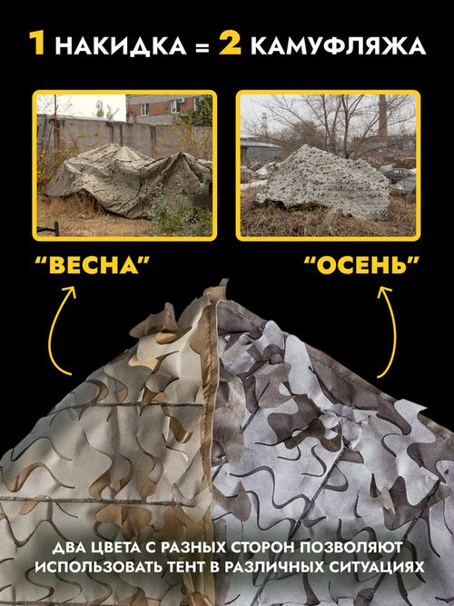 Маскировочный тент одеяло с защитой от тепловизора. Двухсторонний камуфляж Мох/Трава, 3*6м