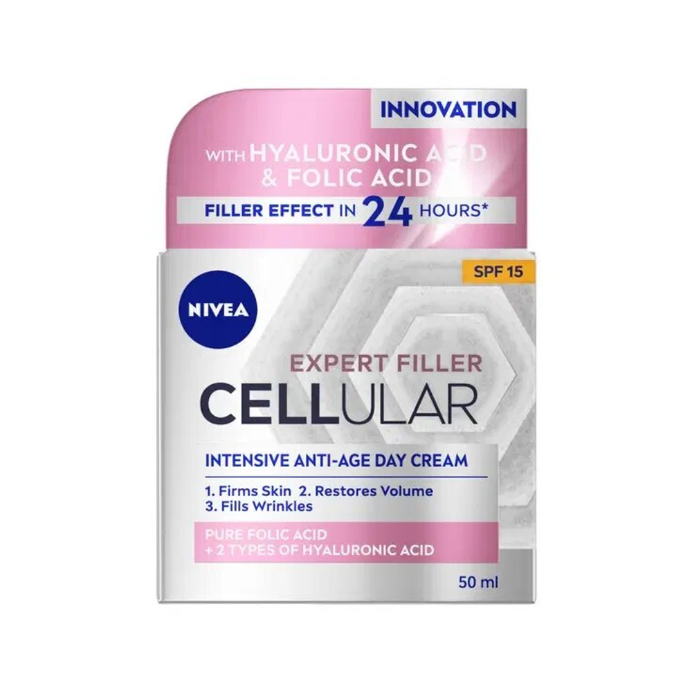 Крем для лица дневной NIVEA Cellular Expert  Filler с гиалуроновой и фолиевой кислотой  SPF 15, 50 мл (Германия)