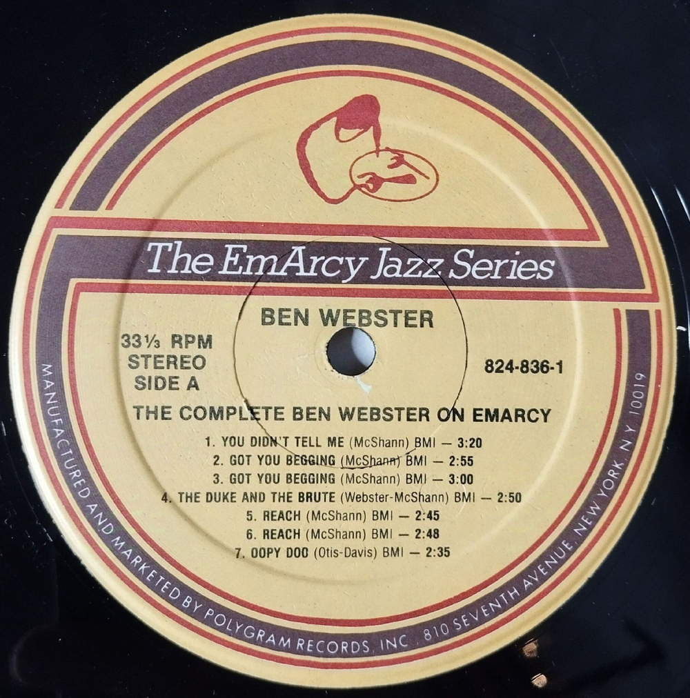 Винтажная виниловая пластинка LP Ben Webster The Big Tenor (The Complete Ben Webster On EmArcy) (USA 1985)