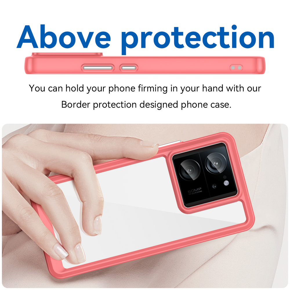 Чехол противоударный с мягкими рамками красного цвета для Xiaomi 13T и 13T Pro, мягкий отклик кнопок