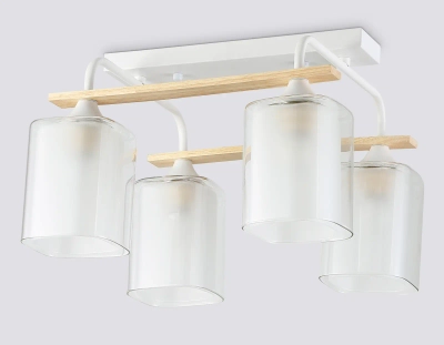 Светильник потолочный TR3033246/4 WH/WD белый/дерево E27/4 max 60W 340*340*245