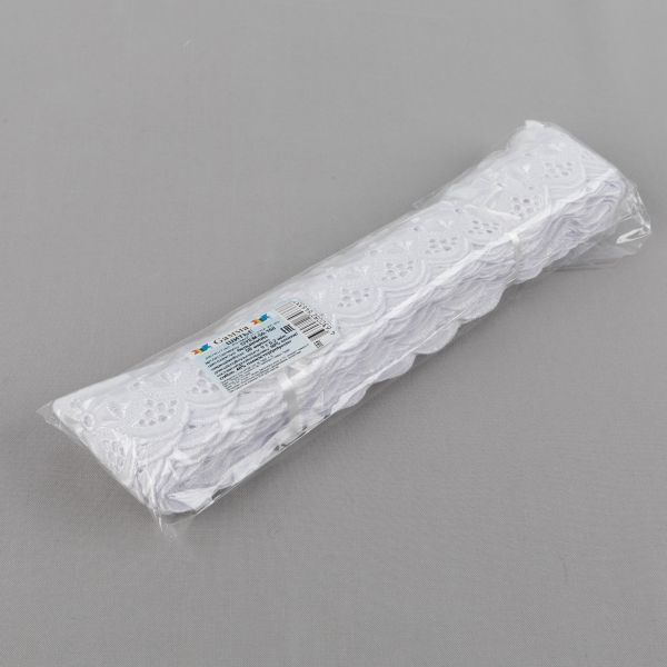 Кружево шитьё п/э+х/б 50 мм / 9±0.2 метров, Турция, белый, Gamma GYEM-50-168