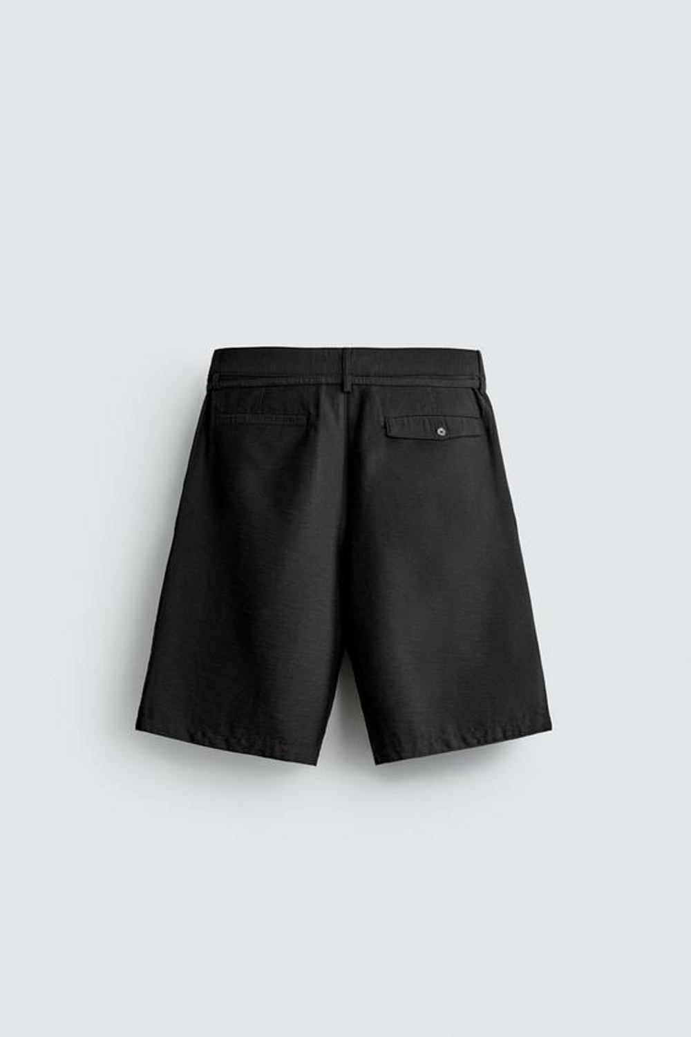 ZARA ШОРТЫ RELAXED FIT СО СКЛАДКАМИ И РЕМНЕМ, ЧЕРНЫЙ
