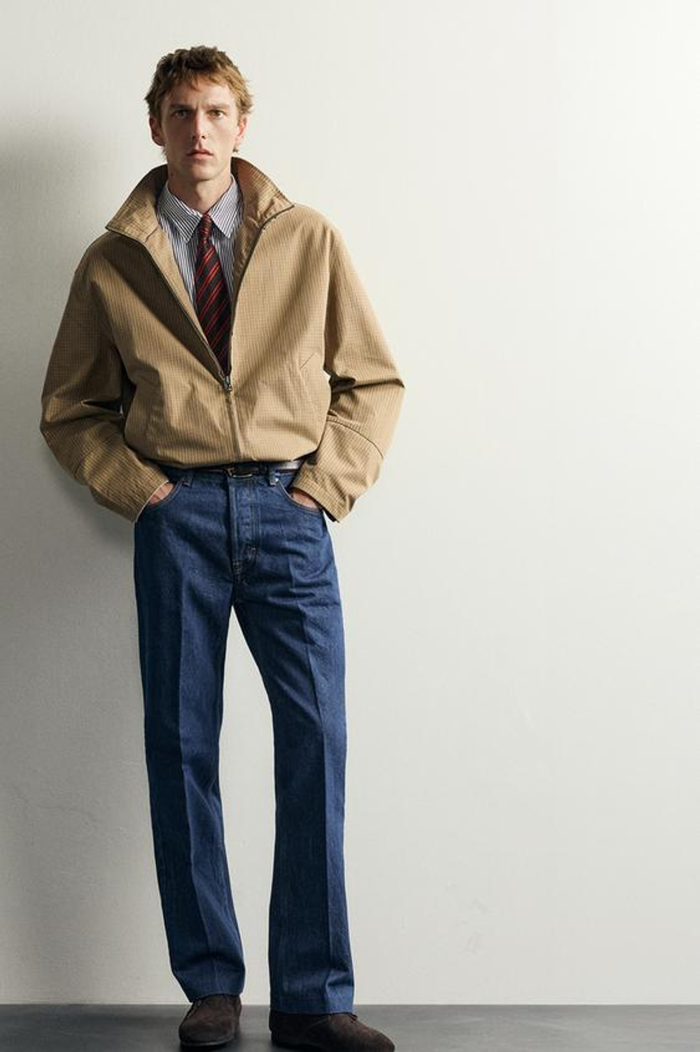 ZARA X AARON LEVIN ДЖИНСЫ BOOTCUT СО СТРЕЛКАМИ, СИНИЙ