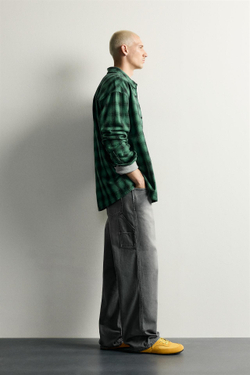 ZARA БРЮКИ RELAXED FIT С КАРМАНОМ КАРГО, ТЕМНО-СЕРЫЙ