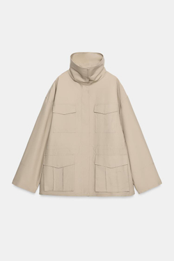 ZARA КУРТКА С КАРМАНАМИ, БЕЖЕВЫЙ