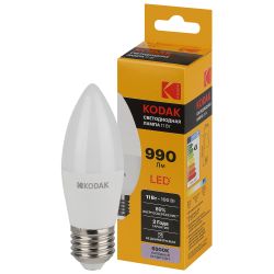 Лампа светодиодная Kodak LED B35-11W-865-E27 K 11Вт свеча холодный дневной свет Е27 | Лампы cветодиодные Свеча (B/C)