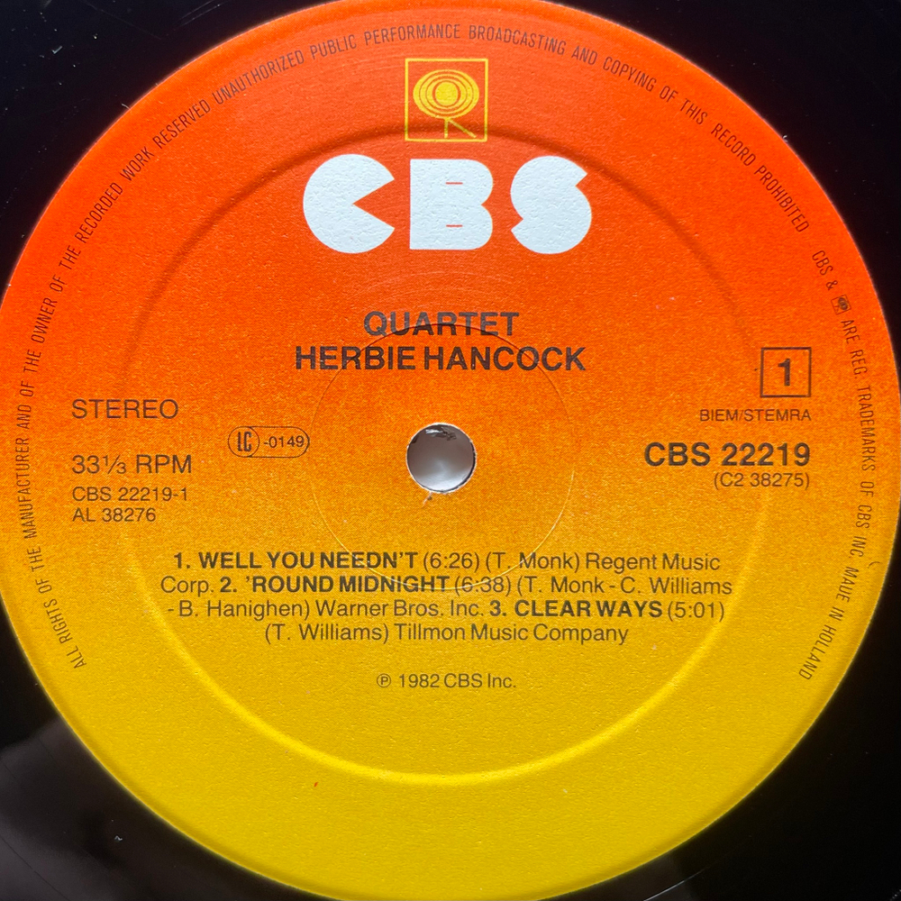 Herbie Hancock ‎– Quartet 2LP (Голландия 1982г.)
