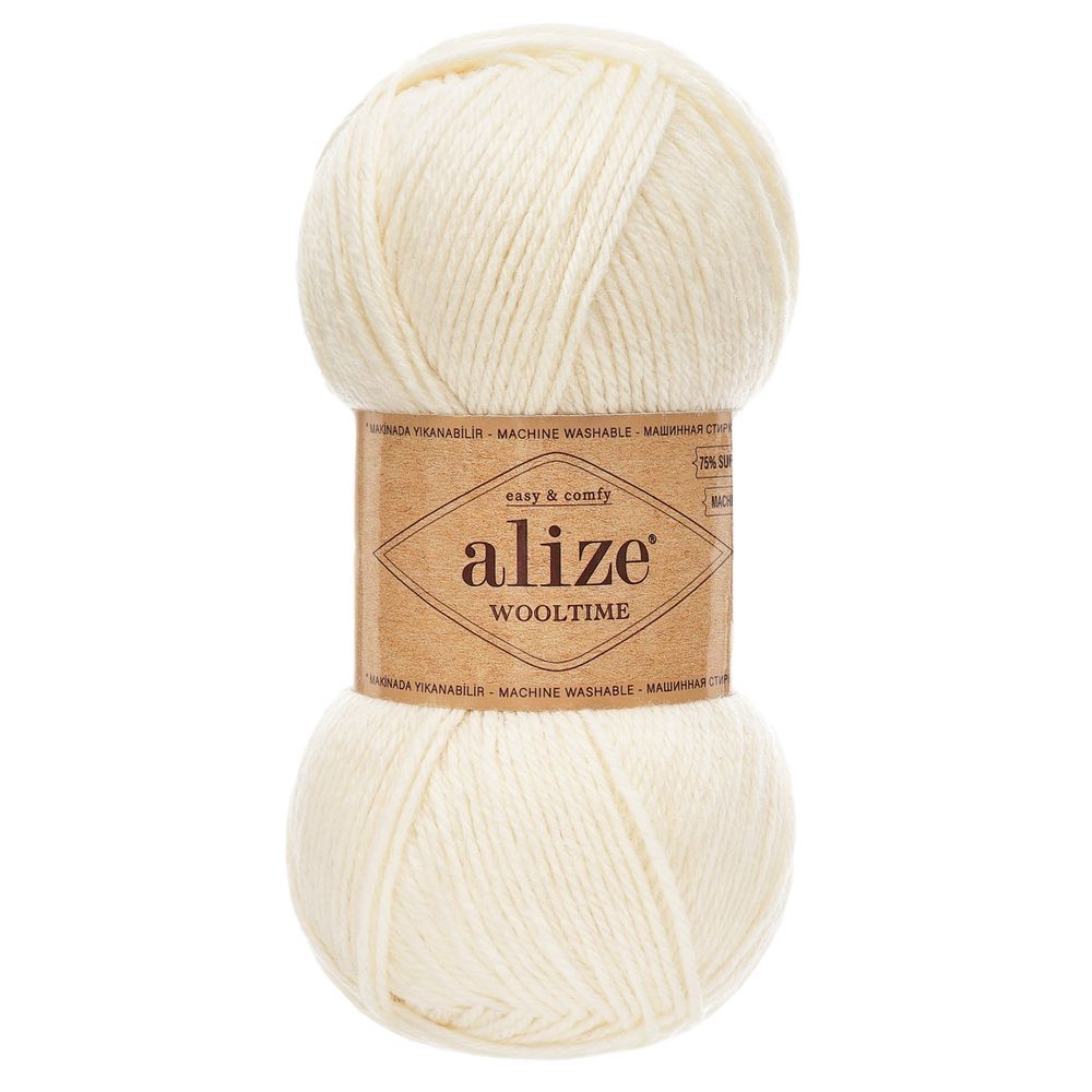 Пряжа Alize (Ализе) Wooltime / уп.5 мот. по 100 г, 200 м, 01 кремовый