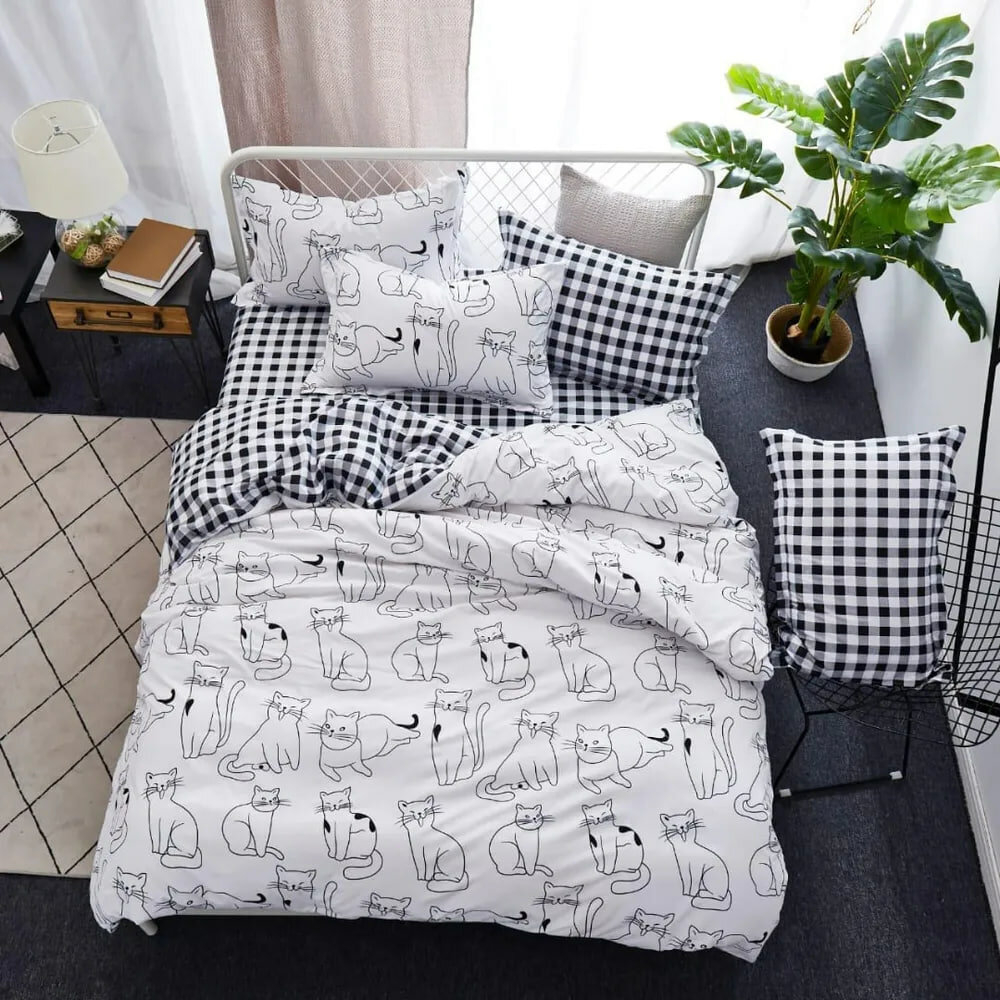 Комплект постельного белья Mency House White Cat Евро, Поплин, 70х70