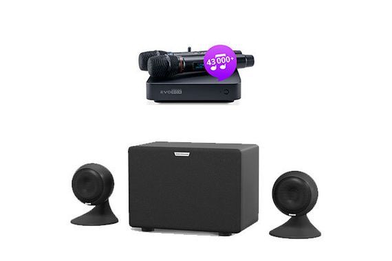 Evolution Evobox Plus Black - комплект караоке + стереосистема EvoSound Sphere + цифровая радиосистема