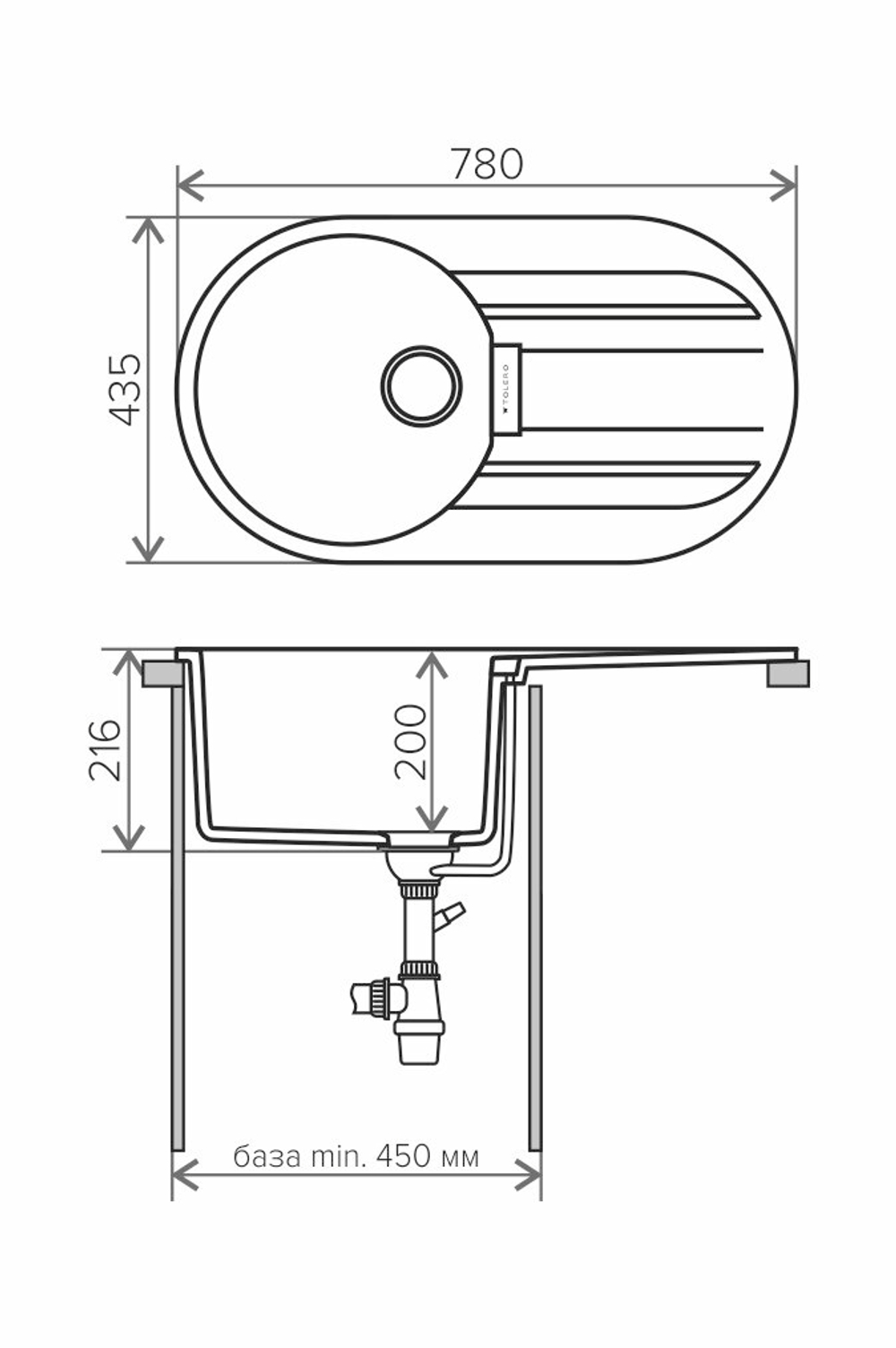 Кухонная мойка TOLERO TL-780 (TL-780 №701 серый)