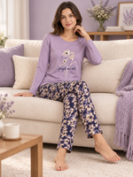 Женская пижама-комплект RUBINA Secret Homewear: верх и брюки, лавандовая с цветами