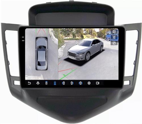 Магнитола для Chevrolet Cruze 1 2009-2012 (рамка черная) - FarCar BX045M-360 монитор 9.5" 2K QLED на Android 13, Быстрая, CarPlay, 4G SIM-слот, 4 камеры в комплекте