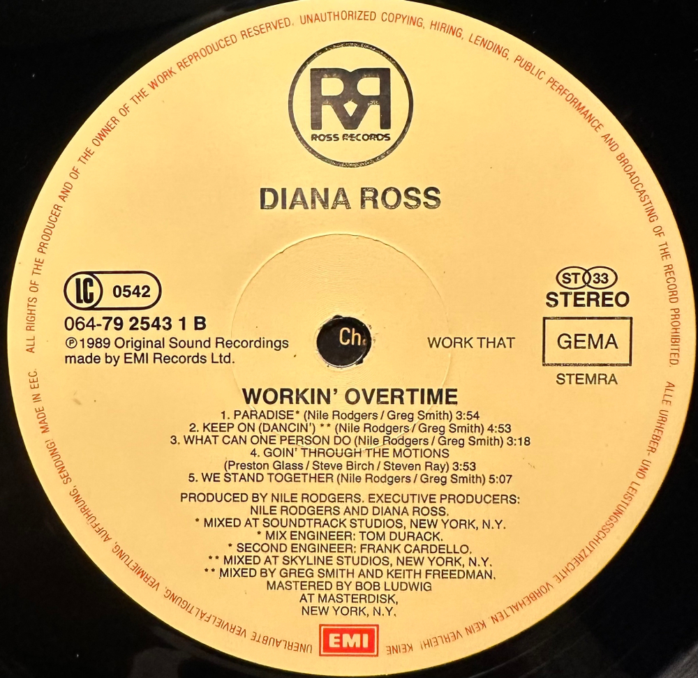 Diana - Workin' Overtime (Европа 1989г.)