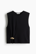 Тонкий трикотажный топ с металлической деталью - H&M