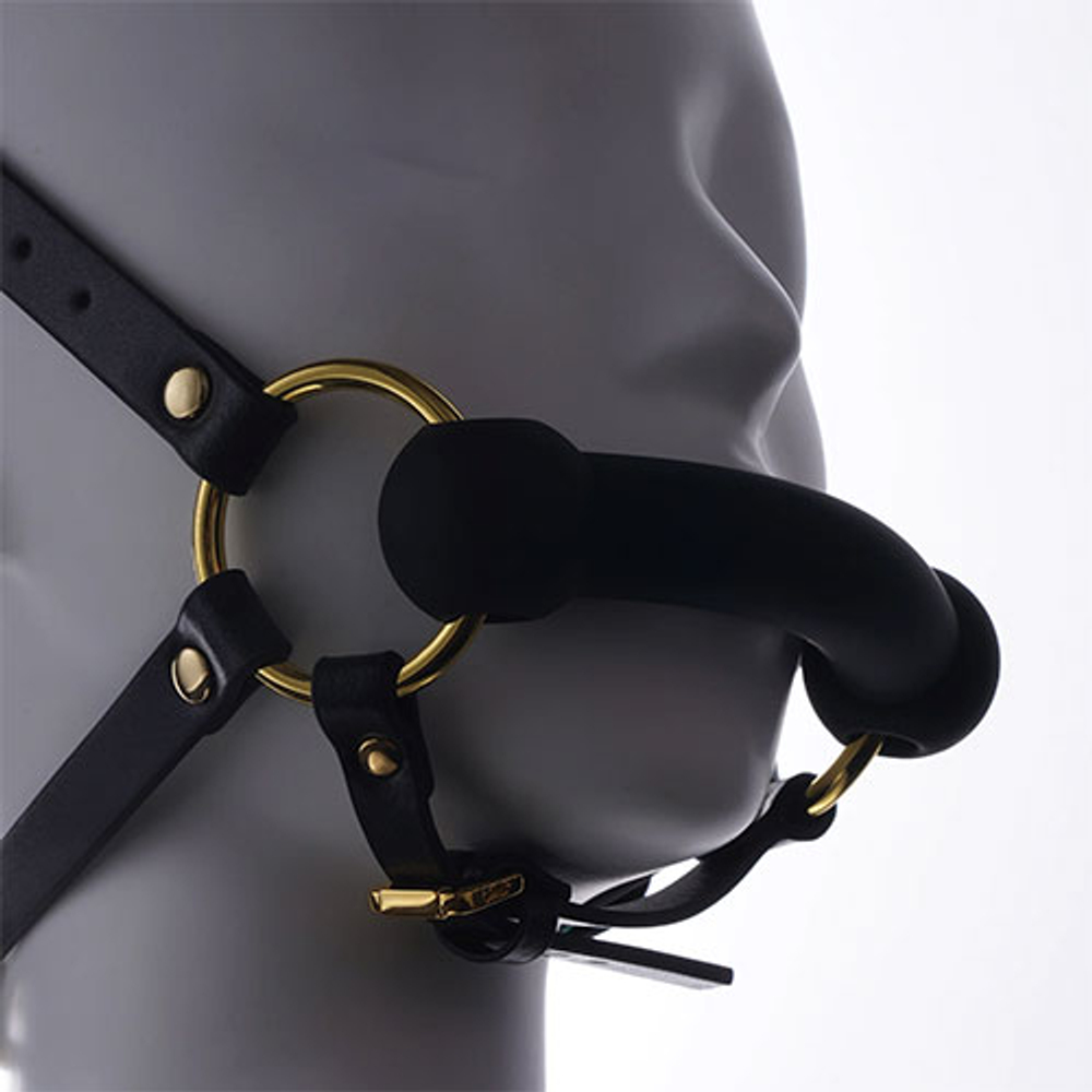 UPKO Кляп-бондаж Adjustable Leather Head Restraint Harness Mouth Gag With Leash