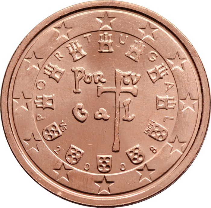 2 евроцента 2008 Португалия (2 euro cent)