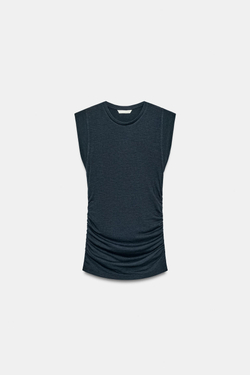 ZARA ТОП С БОКОВЫМИ СБОРКАМИ, АНТРАЦИТОВЫЙ