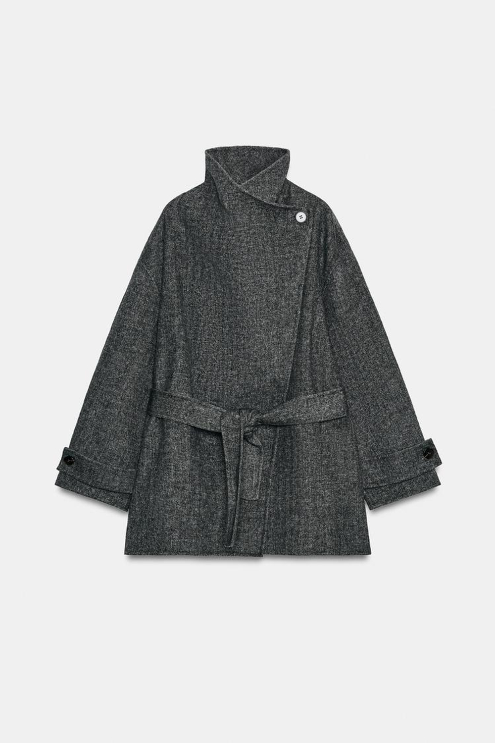 ZARA МЯГКАЯ ДВУБОРТНАЯ КУРТКА, СЕРЫЙ