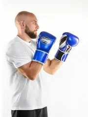 ПЕРЧАТКИ БОКСЕРСКИЕ LEADERS LEAD SERIES LONG VELCRO CUSTOM BL/BK/SIL