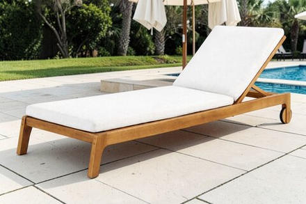Шезлонг-лежак деревянный с матрасом Tagliamento Jack, натуральный, бежевый