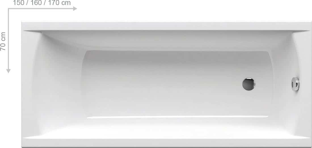 Ванна акриловая прямоугольная CLASSIC 150x70 N белая